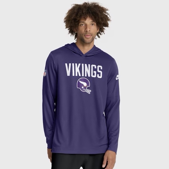 Nike Dri-Fit Purple Minnesota Vikings Sideline Long Sleeve Hoodie Men's XL NEW